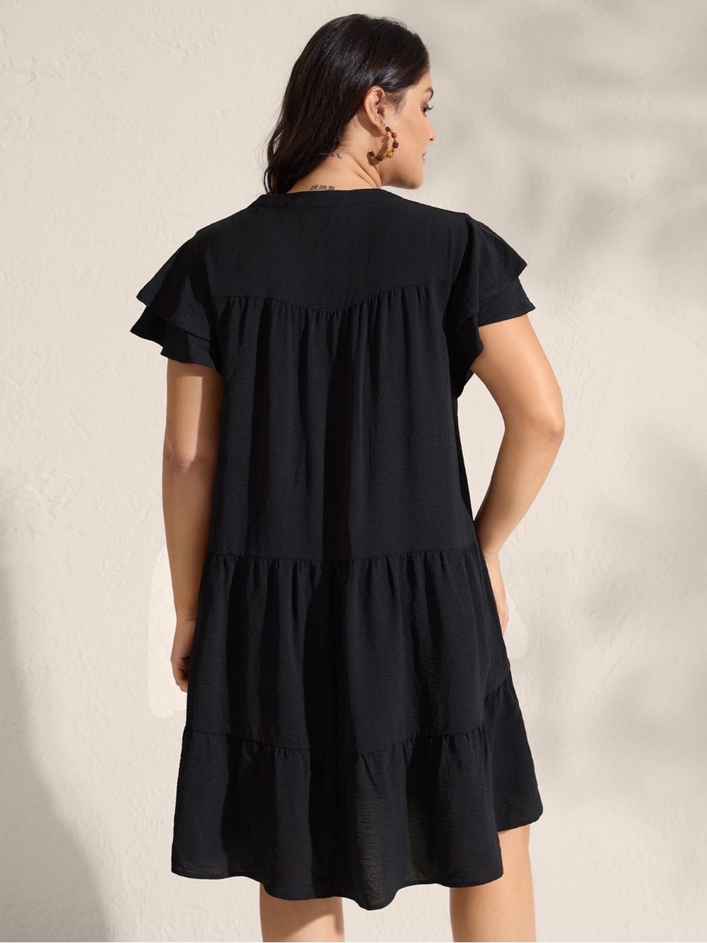 BloomChic Black Midi Dress with Multicolor Floral Embroidery - Picture 3 of 10